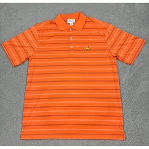 Masters Performance Golf Polo Shirt Mens Large Orange Striped Black White